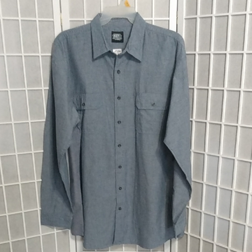 KEY Blue Chambray Long Sleeve Work Shirt Men's XL‎ Tall Cotton